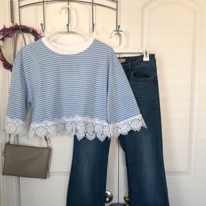 Topshop Crop Top w/ Lace Trim